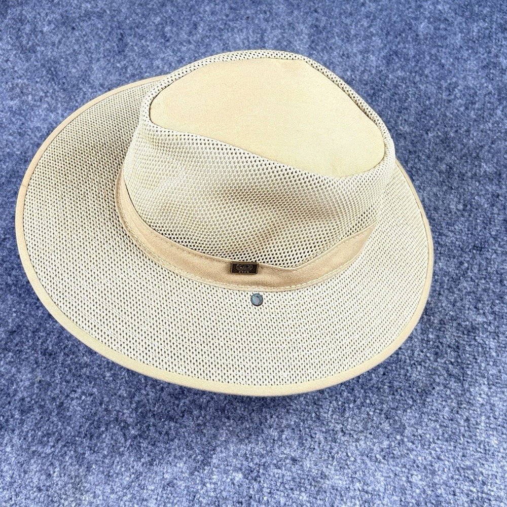Y2K Henschel Hat Co Safari Outback‎ Hat Medium Tan Mesh Wide Brim Breathable USA